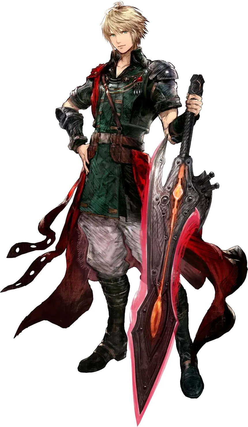 Rain, the protagonist of Final Fantasy Resonance, holding his sword