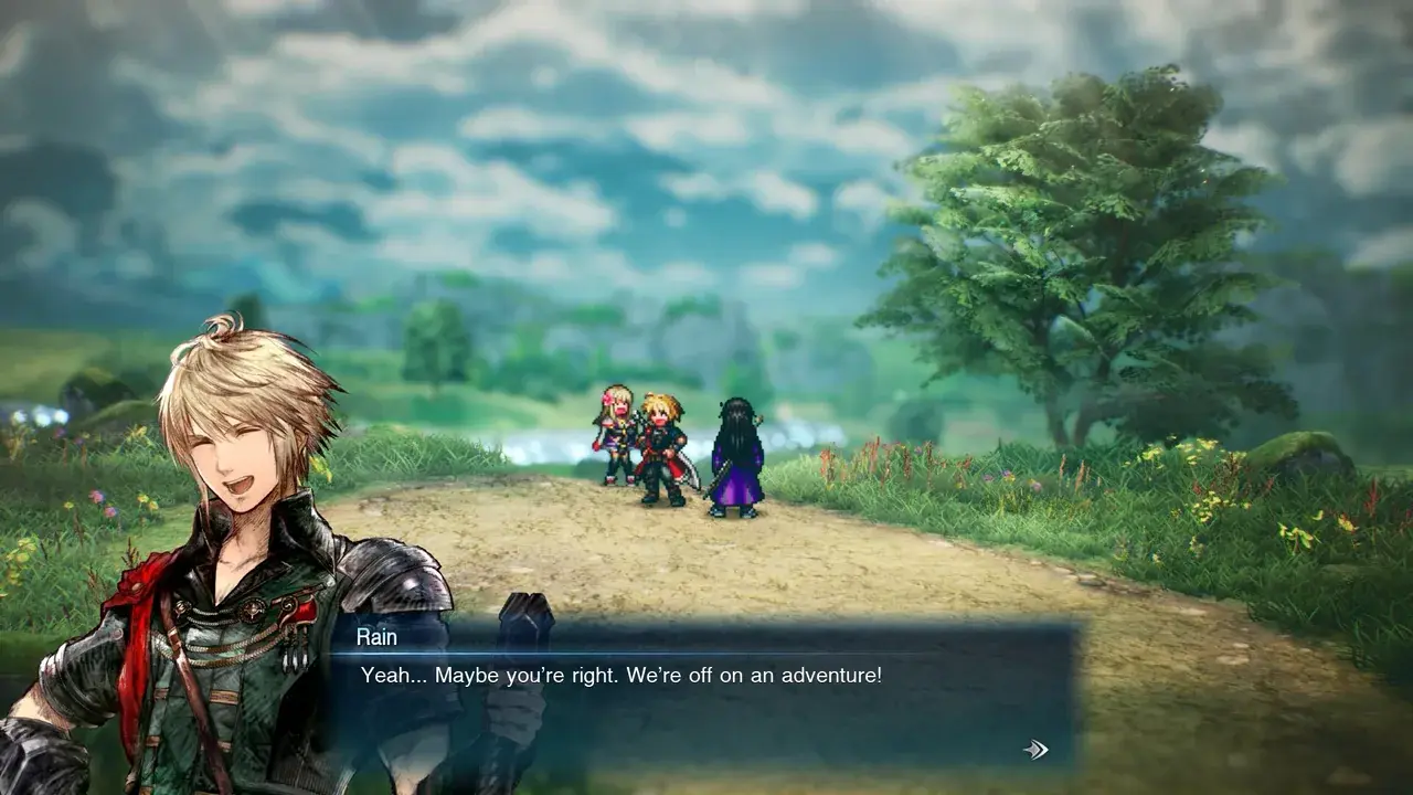 Rain's portrait and named dialogue box during a story conversation