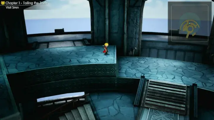Upper Siren's Tower ledge reached by a short staircase
