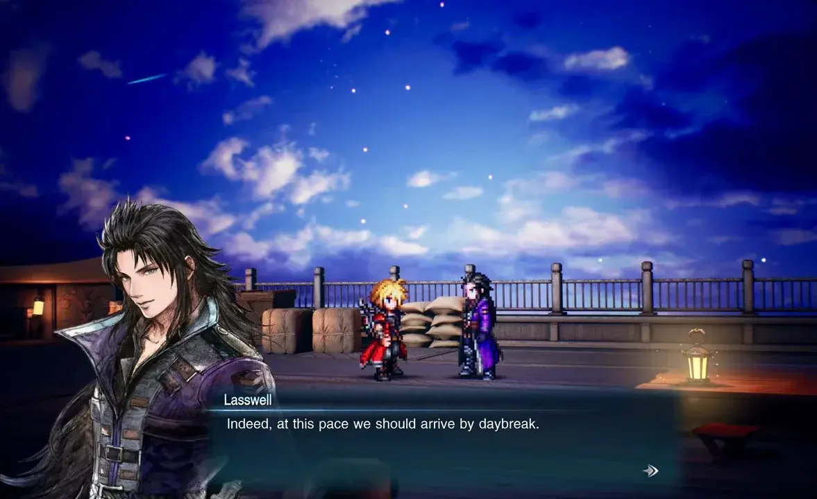 Rain and Lasswell on an airship during the opening story