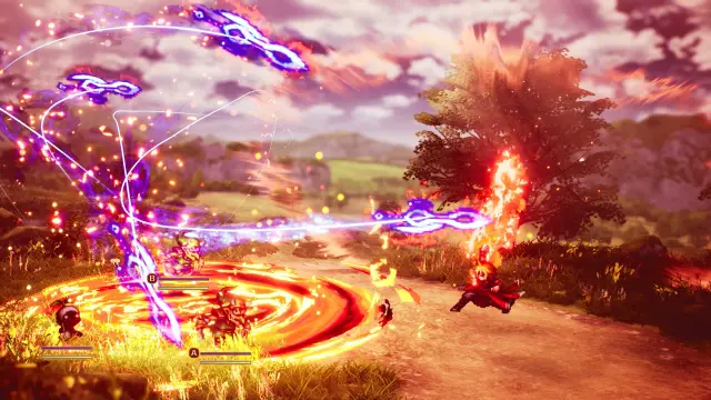 Rain releasing a fiery battle attack