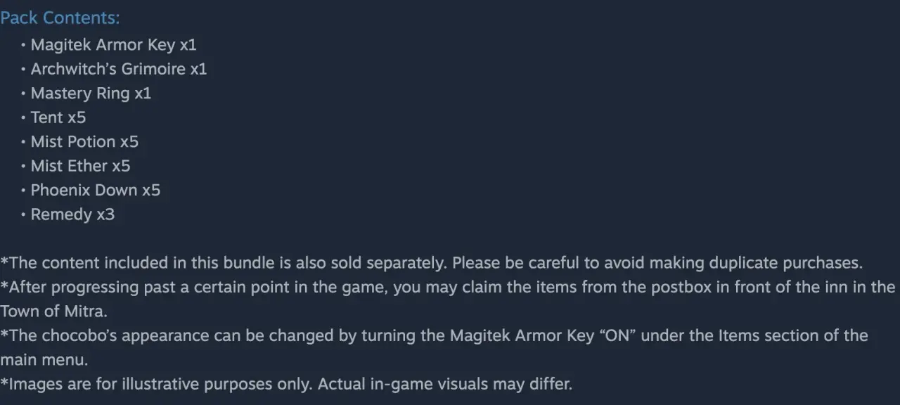 Steam Deluxe pack inventory with all eight quantities and the Mitra claiming instructions